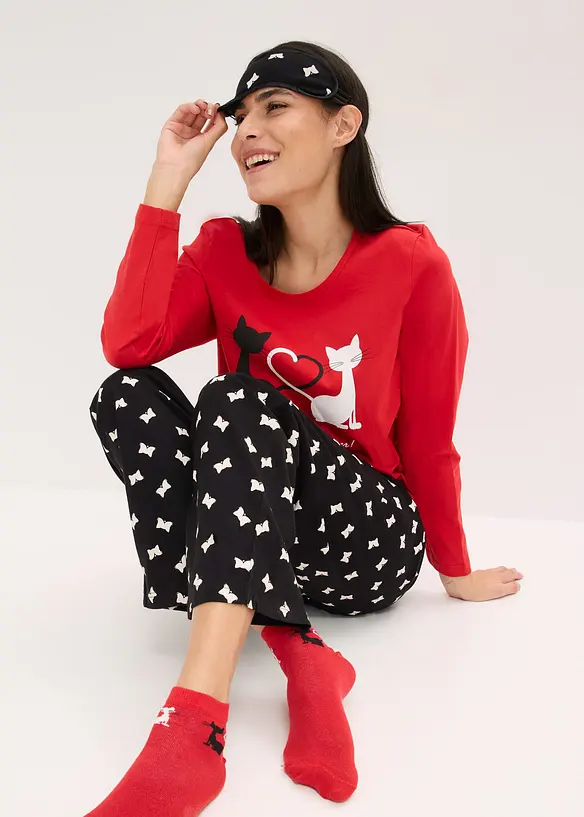 Pyjama mit Schlafmaske, bonprix