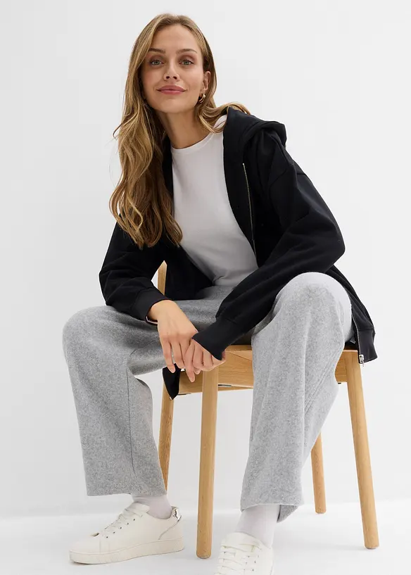 Pantalon barrel aspect laine, bonprix