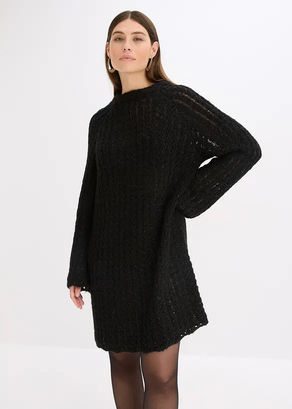 Mini-Strickkleid mit Satin-Schleife und Pailletten, bonprix