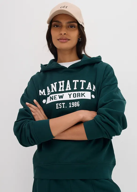 Sweat oversize à capuche 100% coton, bonprix