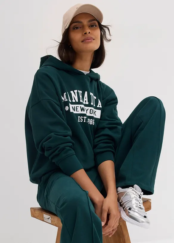 Sweat oversize à capuche 100% coton, bonprix