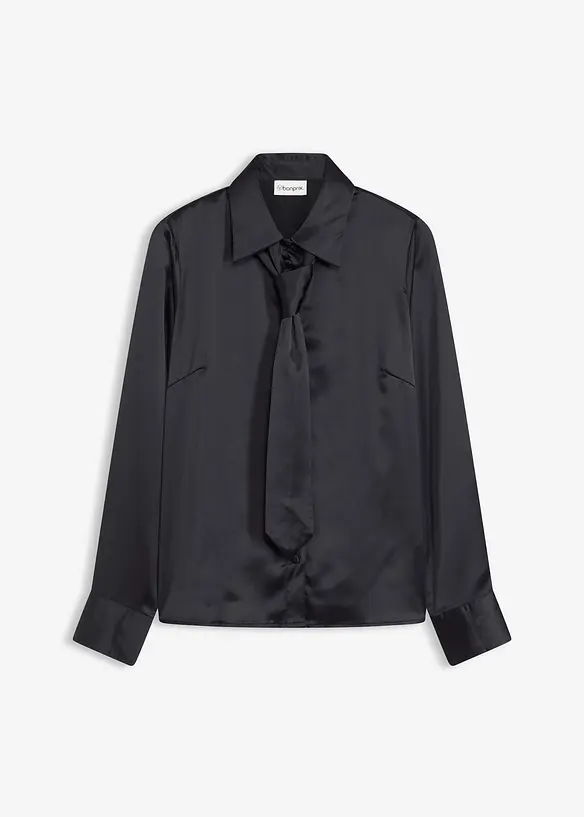 Satinbluse mit abnehmbarer Krawatte (2-tlg.), bonprix