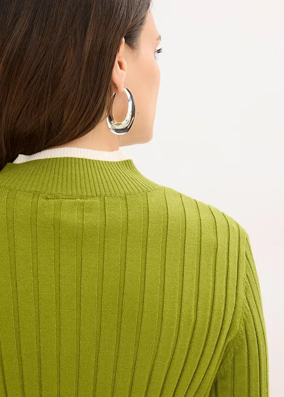 Gerippter Feinstrickpullover mit Viskose in 2 in 1 Optik, bonprix