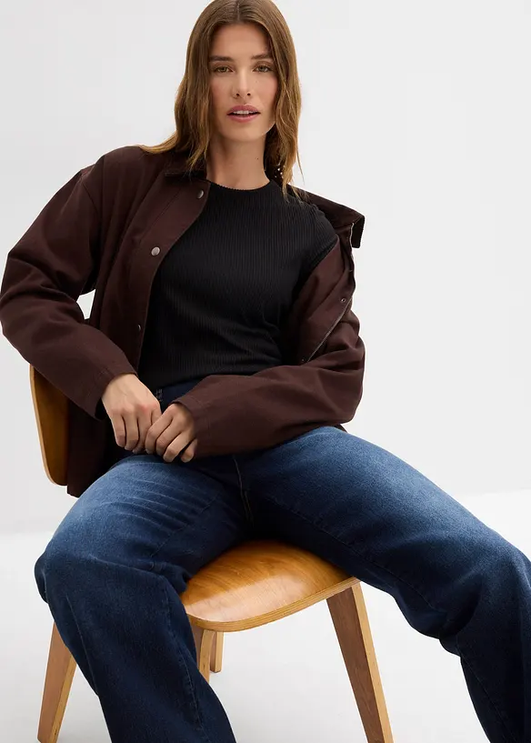 Geripptes Thermoshirt, bonprix