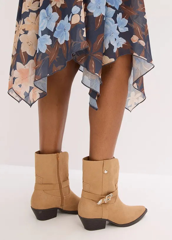 Chiffon-Midirock mit asymmetrischem Saum, bonprix