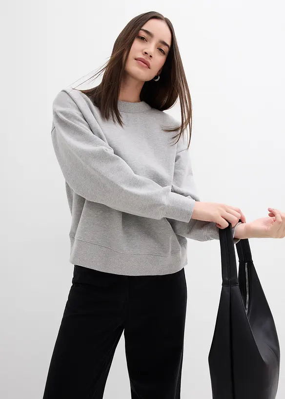 Sweatshirt mit weitem Ripp-Kragen aus Bio-Baumwolle, bonprix