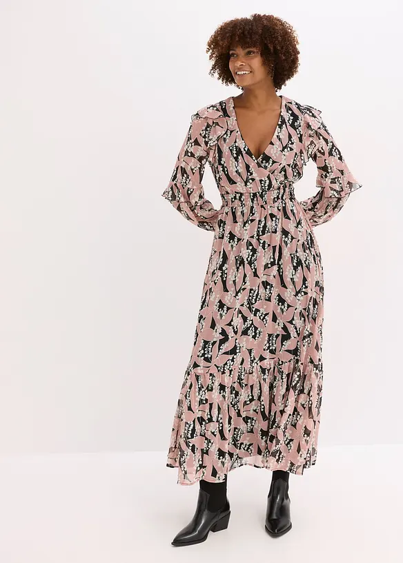 Chiffonkleid mit Volants, bonprix
