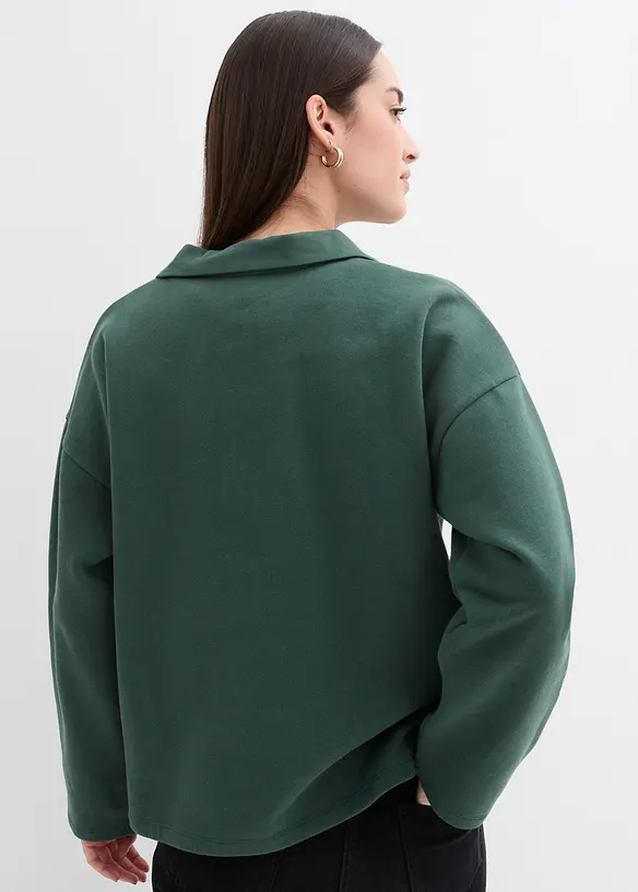 Sweatshirt mit gestricktem Polokragen aus Bio-Baumwolle, bonprix