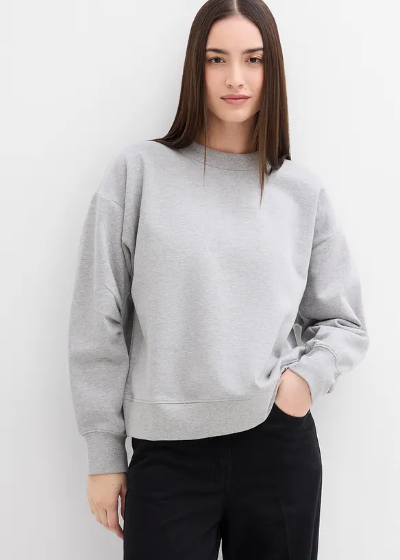 Sweatshirt mit weitem Ripp-Kragen aus Bio-Baumwolle, bonprix