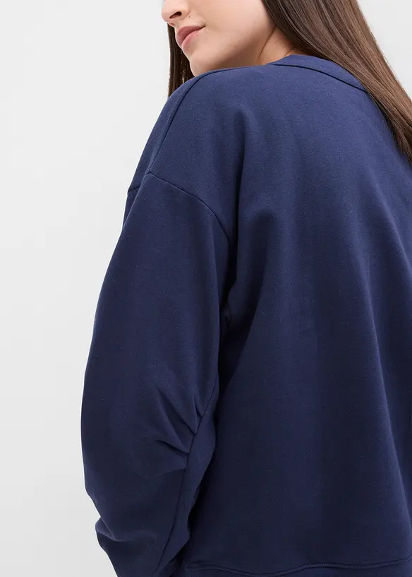 Sweatshirt mit weitem Ripp-Kragen aus Bio-Baumwolle, bonprix