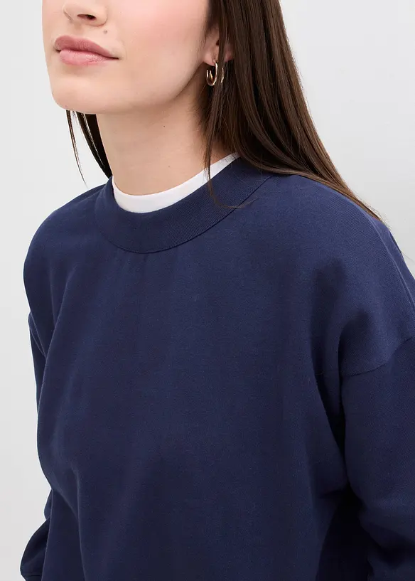 Sweatshirt mit weitem Ripp-Kragen aus Bio-Baumwolle, bonprix