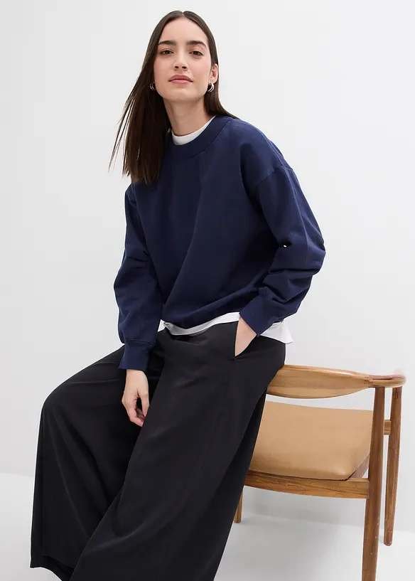 Sweatshirt mit weitem Ripp-Kragen aus Bio-Baumwolle, bonprix