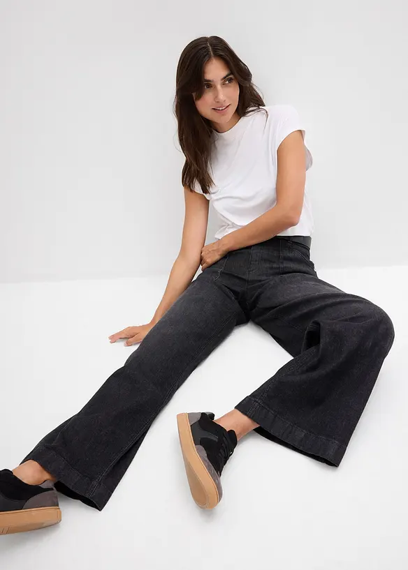 Jean large taille mi-haute avec poches plaquées, bonprix