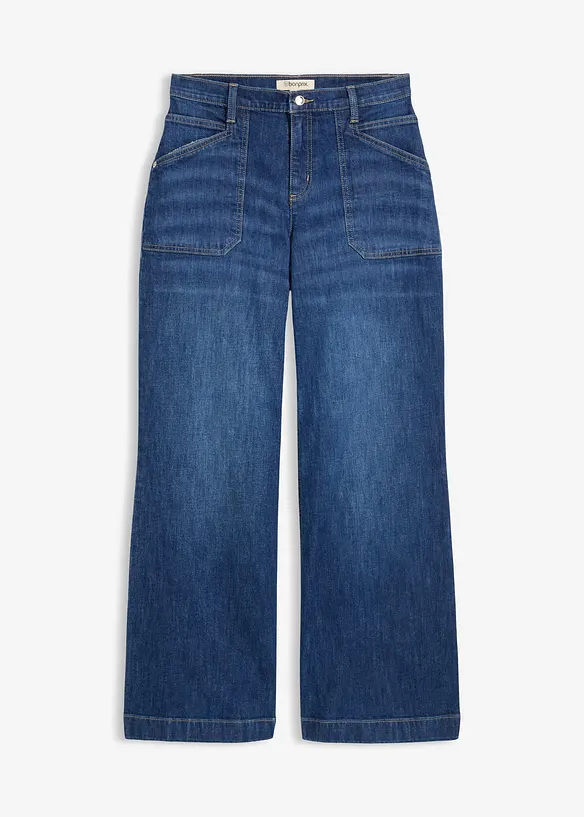 Wide-Leg-Jeans Mid Waist mit aufgesetzten Taschen, bonprix