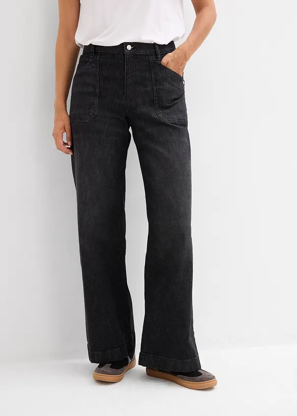 Jean large taille mi-haute avec poches plaquées, bonprix