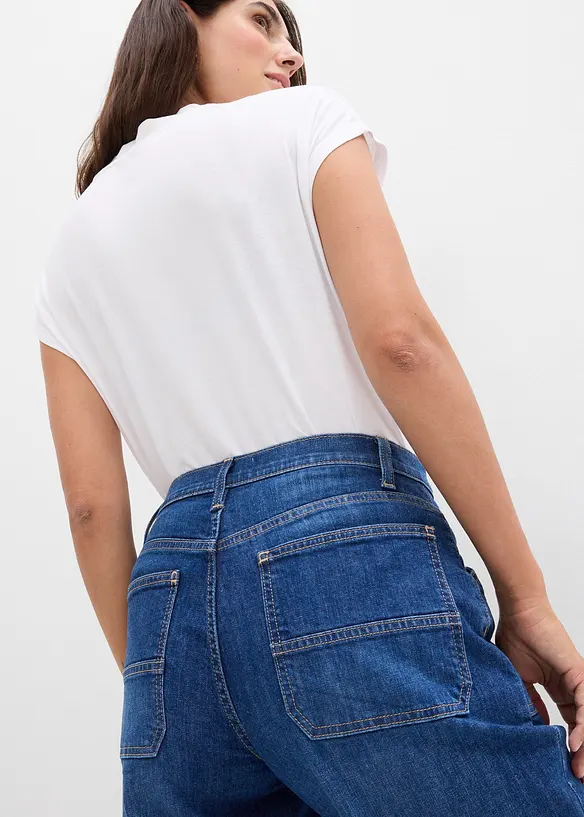Wide-Leg-Jeans Mid Waist mit aufgesetzten Taschen, bonprix