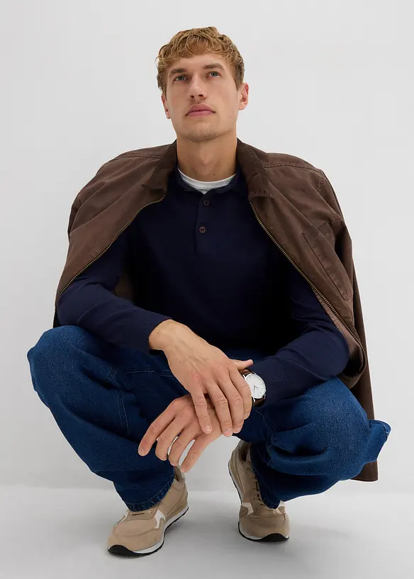 Feinstrick-Polopullover mit edler Merinowolle, Slim Fit, bonprix