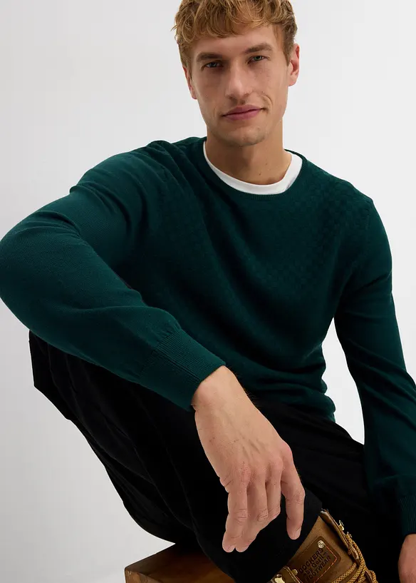 Pull en fine maille avec laine mérinos, bonprix