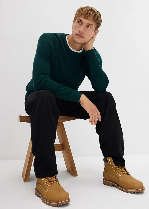 Pull en fine maille avec laine mérinos, bonprix