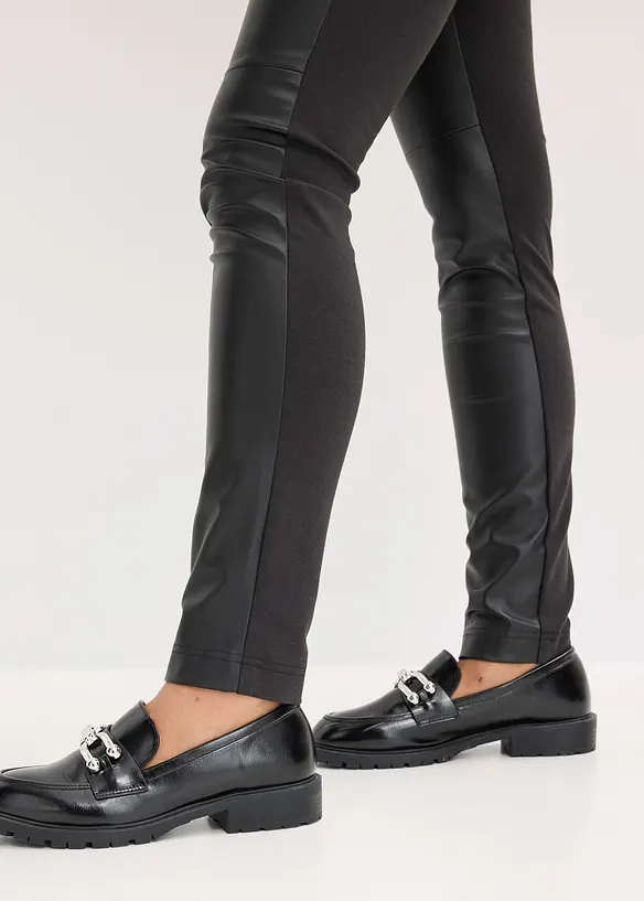 Lederimitat-Hose im Punto di Roma Mix, bonprix