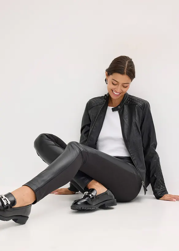 Lederimitat-Hose im Punto di Roma Mix, bonprix