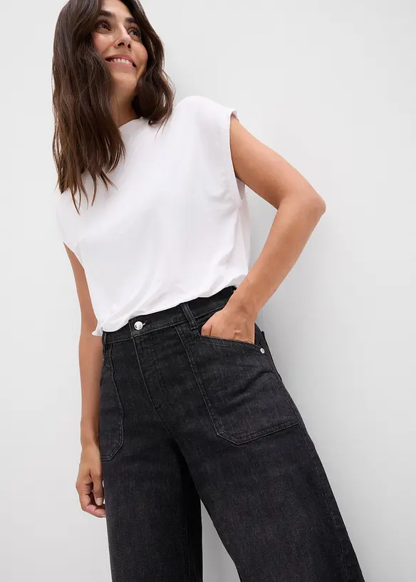 Jean large taille mi-haute avec poches plaquées, bonprix