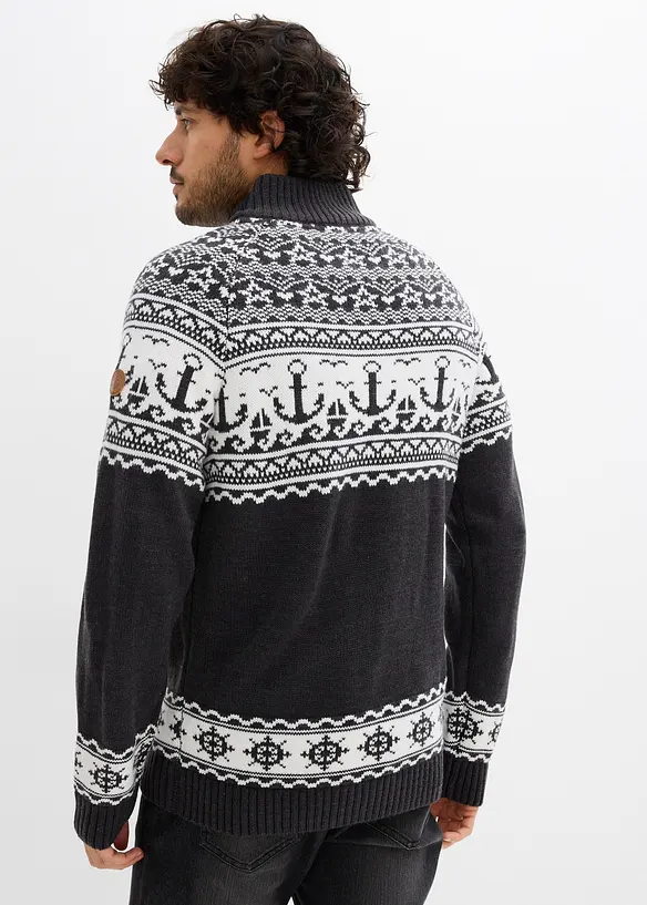 Pull norvégien à col camionneur, motif marin, bonprix