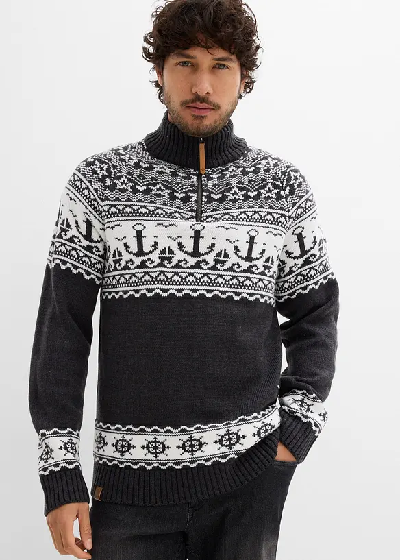 Pull norvégien à col camionneur, motif marin, bonprix