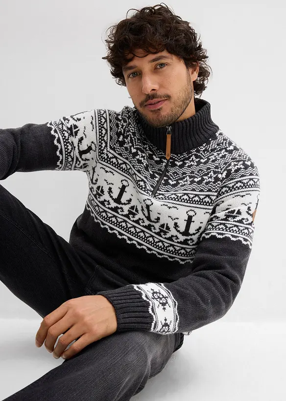 Pull norvégien à col camionneur, motif marin, bonprix
