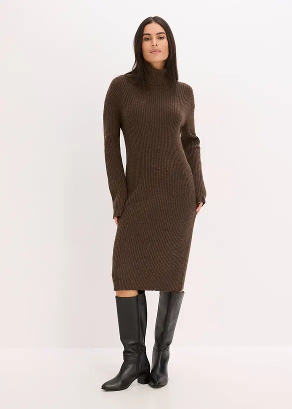 Rollkragen Rippstrickkleid, bonprix