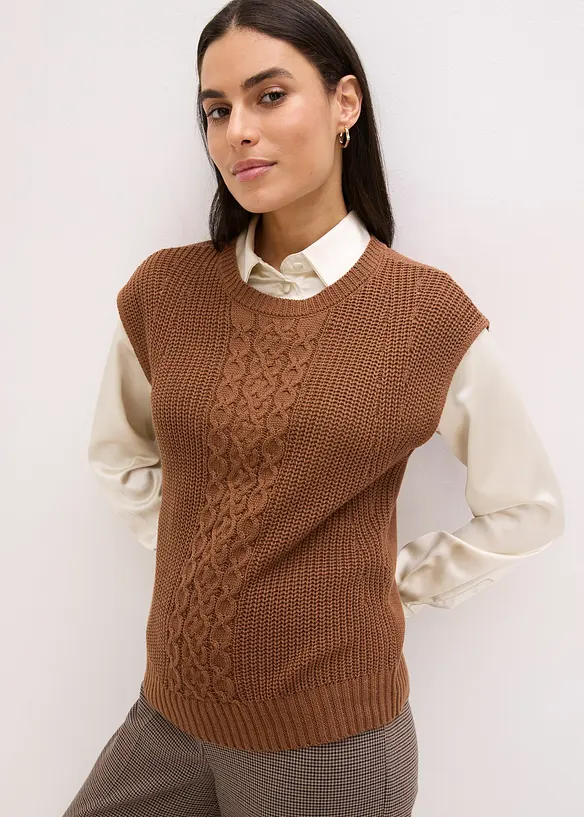 Pull sans manches en coton mélangé, bonprix