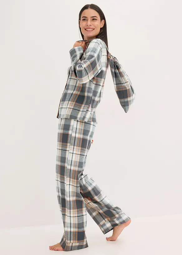 Gewebter Flanell Pyjama mit Glitzergarn und Geschenktasche, bonprix