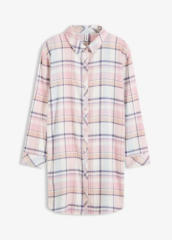 Gewebtes Nachthemd aus Flanell mit Knopfleiste, bonprix