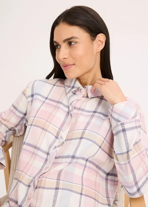 Gewebtes Nachthemd aus Flanell mit Knopfleiste, bonprix