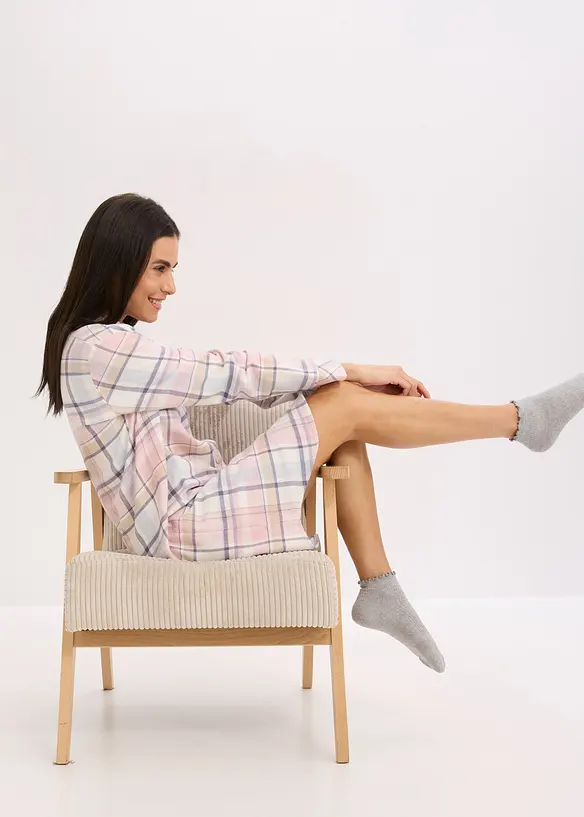 Gewebtes Nachthemd aus Flanell mit Knopfleiste, bonprix
