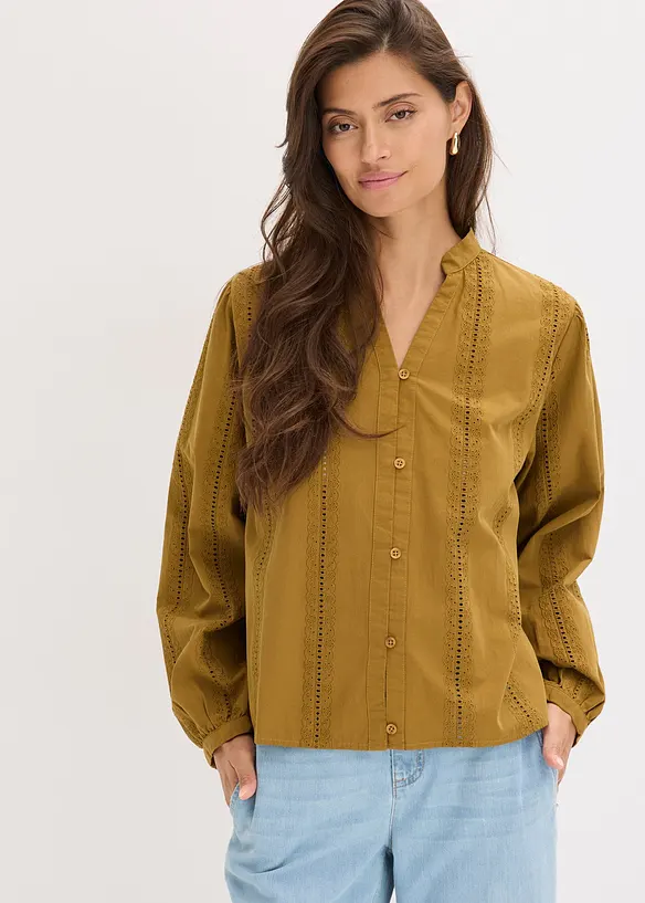 Bluse aus Baumwolle mit Spitzen-Details, bonprix