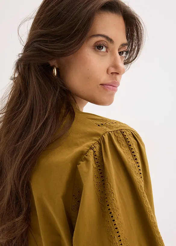 Bluse aus Baumwolle mit Spitzen-Details, bonprix