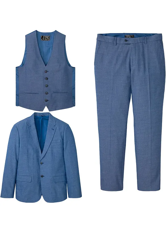 Costume 3 pièces avec gilet croisé, Regular, bonprix