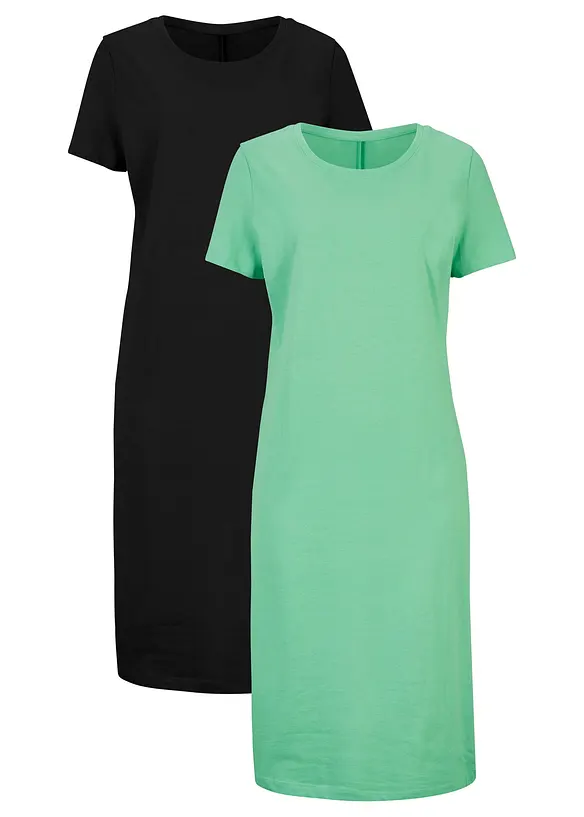 Jerseykleid aus reiner Baumwolle (2er Pack), bonprix