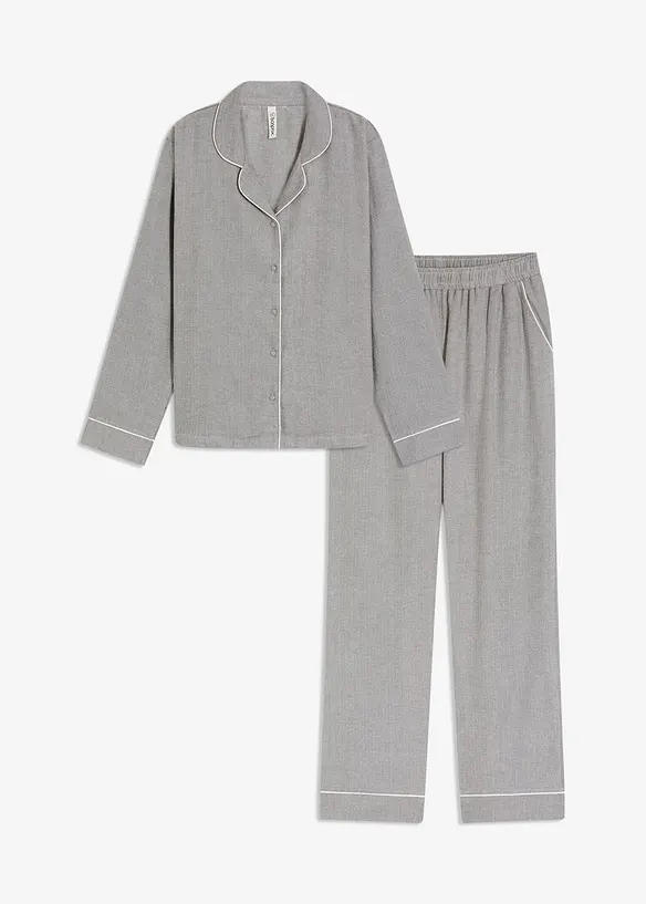 Gewebter Flanell Pyjama mit Fischgrätmuster, bonprix