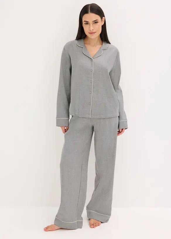 Gewebter Flanell Pyjama mit Fischgrätmuster, bonprix