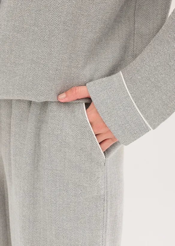 Gewebter Flanell Pyjama mit Fischgrätmuster, bonprix