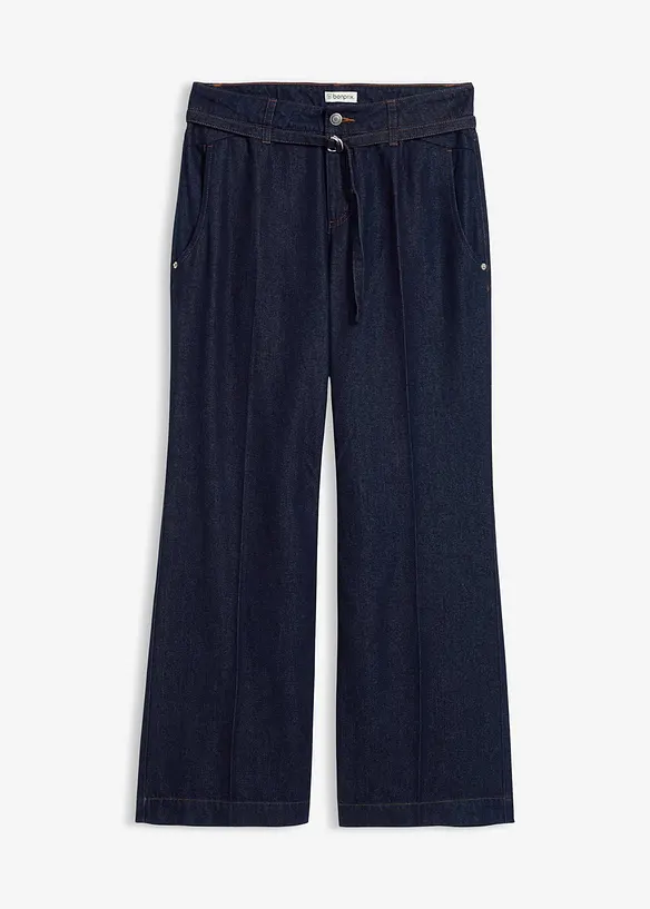 Jean large taille mi-haute avec ceinture, bonprix