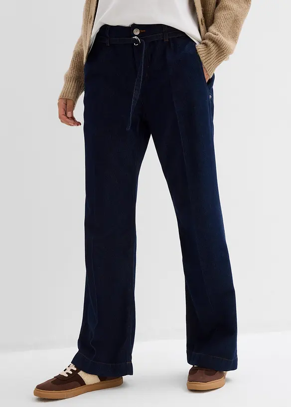 Jean large taille mi-haute avec ceinture, bonprix