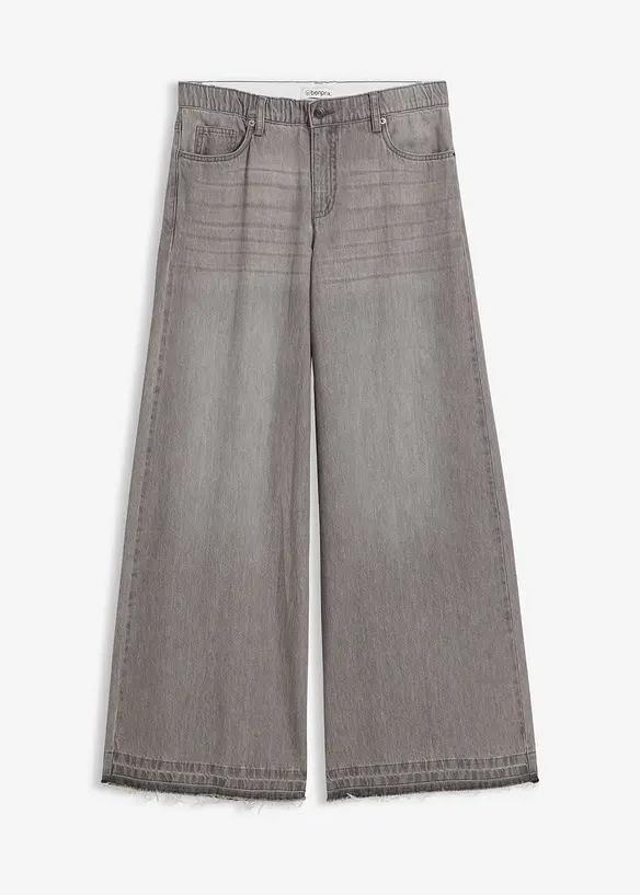 Wide-Leg-Jeans Mid Waist, Bequembund, bonprix