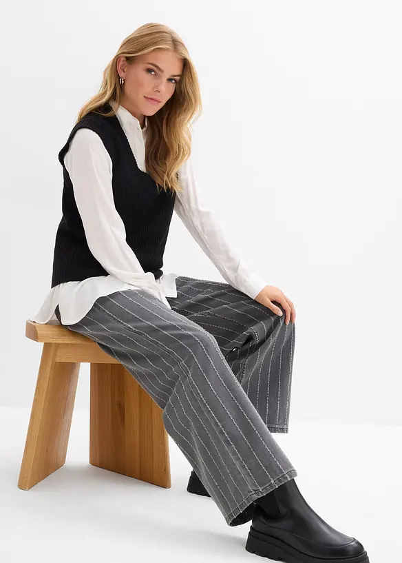 Wide-Leg-Jeans High Waist mit Destroyed Effekten, bonprix