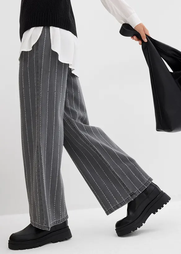 Wide-Leg-Jeans High Waist mit Destroyed Effekten, bonprix