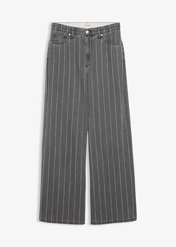 Wide-Leg-Jeans High Waist mit Destroyed Effekten, bonprix
