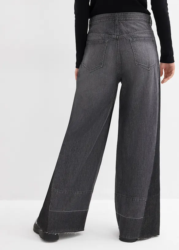Wide-Leg-Jeans High Waist mit Einsatz, bonprix