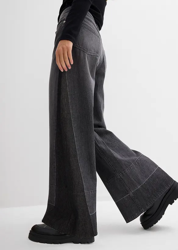 Wide-Leg-Jeans High Waist mit Einsatz, bonprix